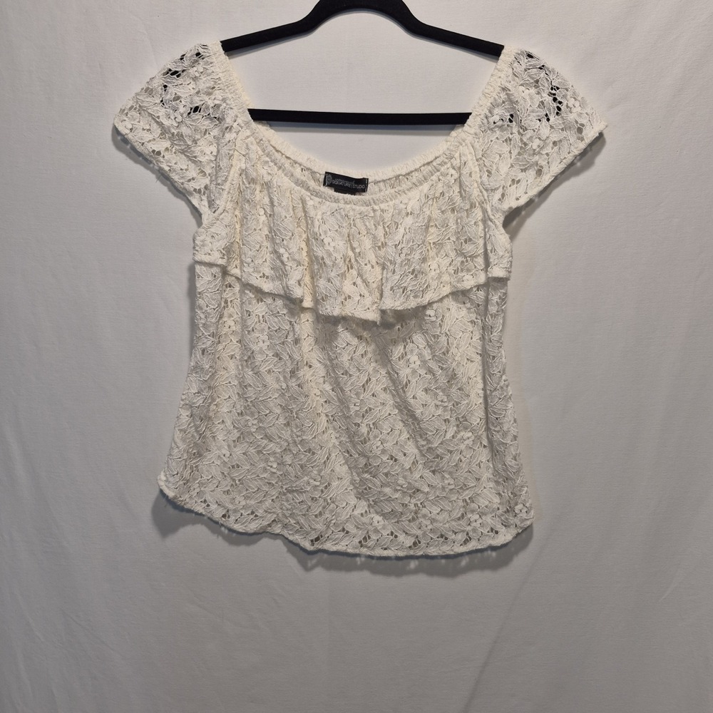 Signature Lace Off The Shoulder Sz Med Top Coquette Balletcore Cottage Soft GIrl